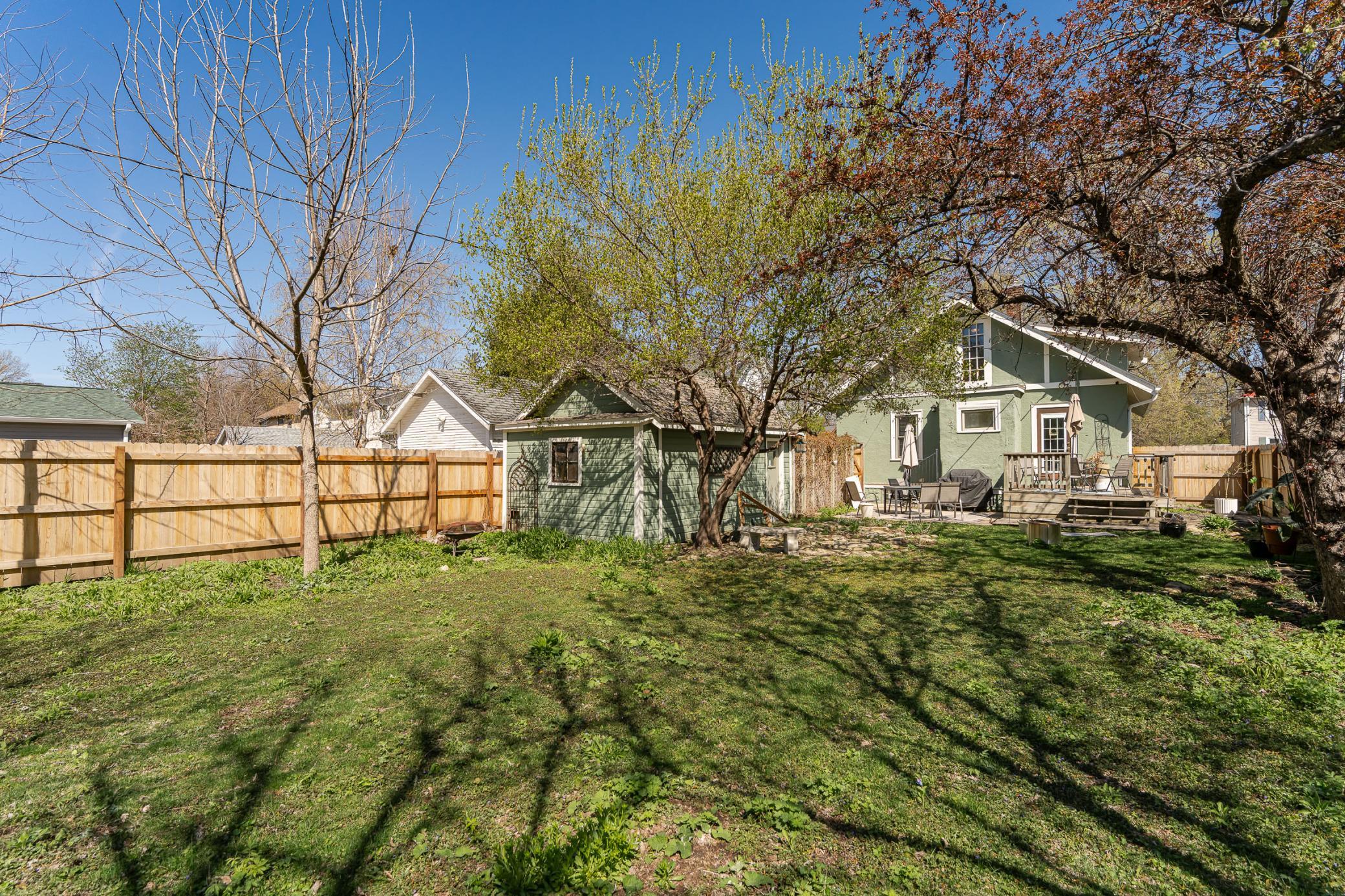 Large, fenced in, private backyard