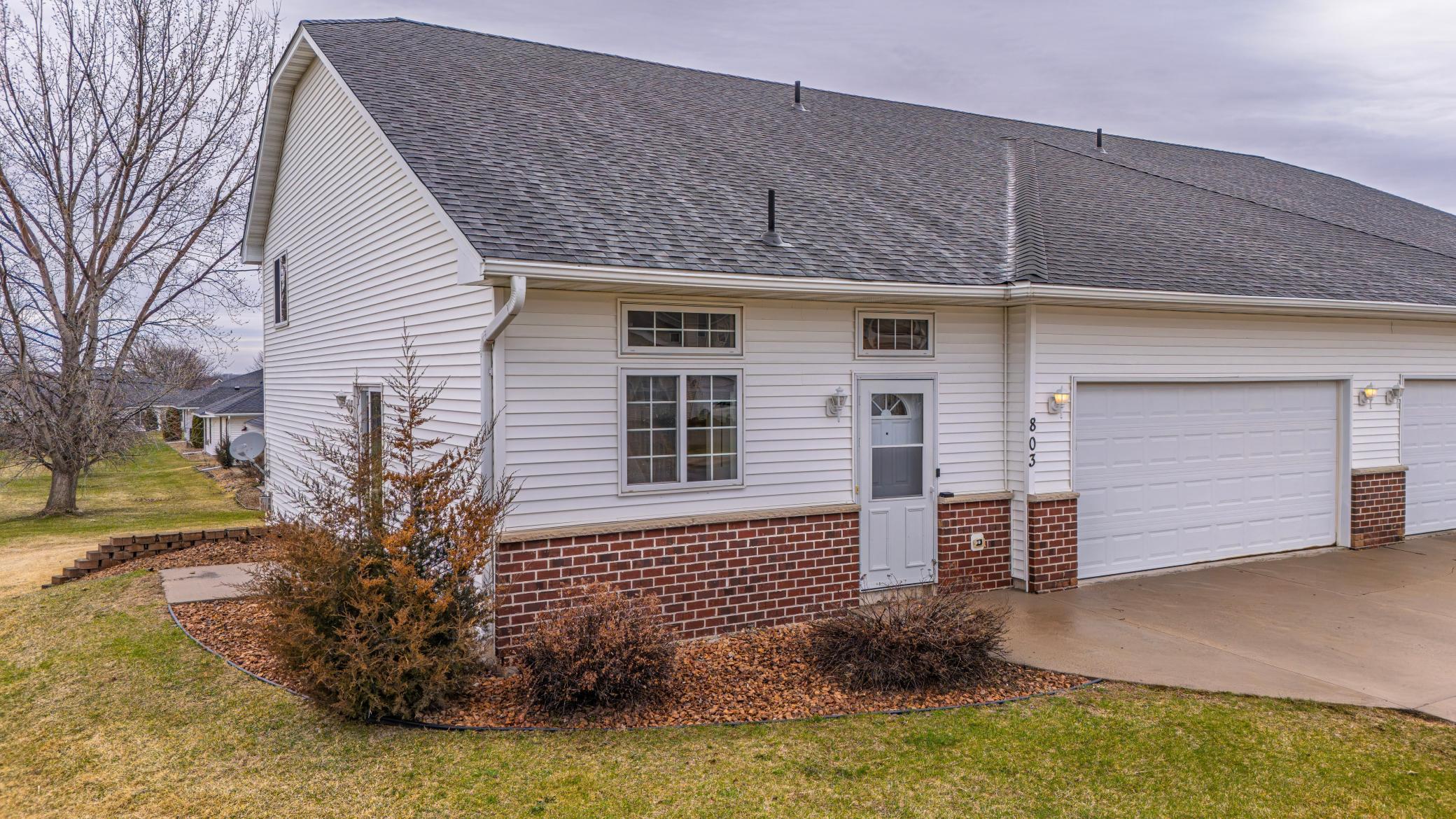 Angled side and front of home