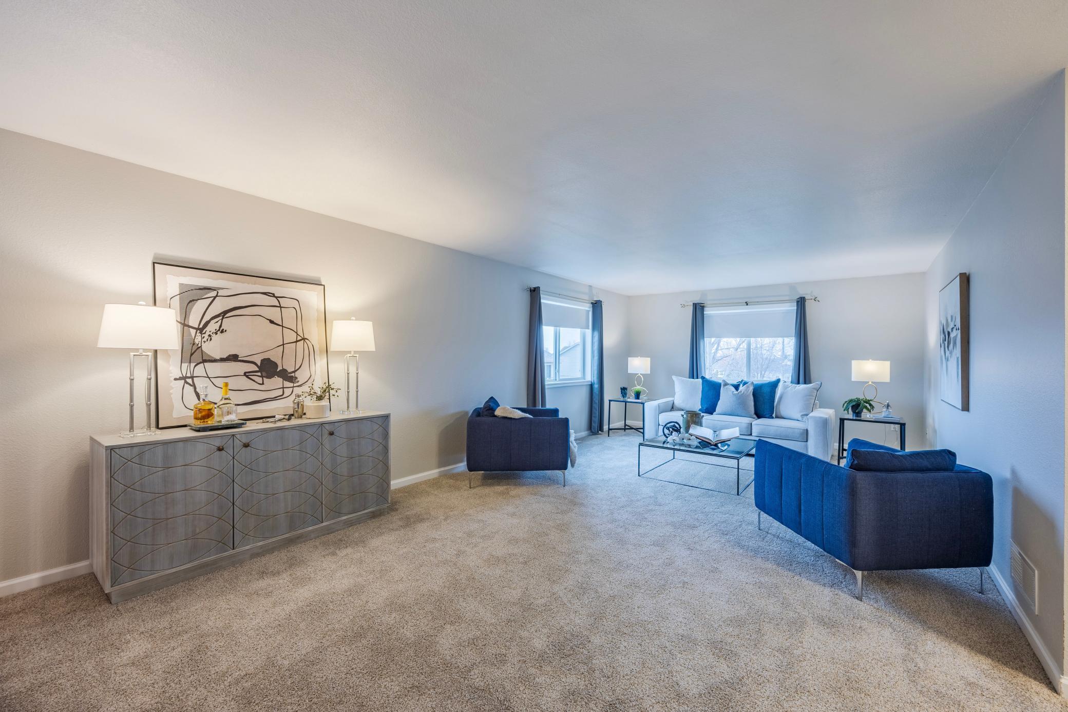 Upstairs Living Room. Brand new professionally installed carpet and paint.