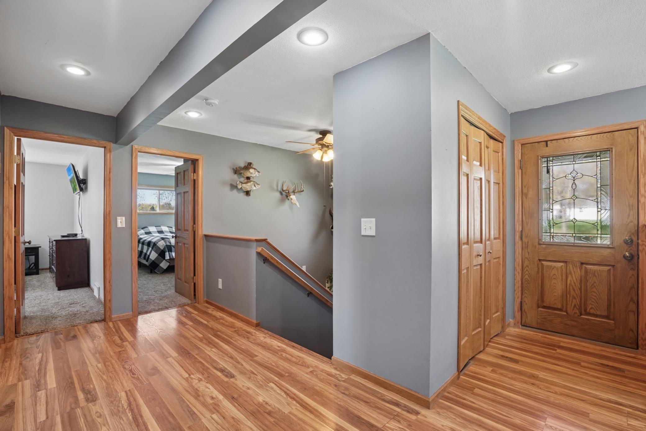Durable LVP flooring is featured throughout the main floor. Two bedrooms can be found on the main floor.