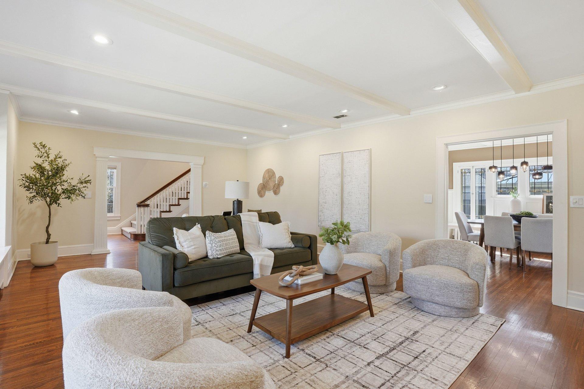 2200 Kenwood Parkway - the living room in centrally located and opens into the formal dining room.