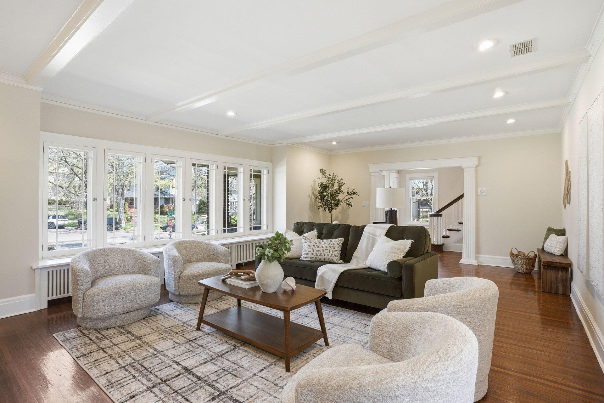 2200 Kenwood Parkway -a wall of windows floods the living room with natural light
