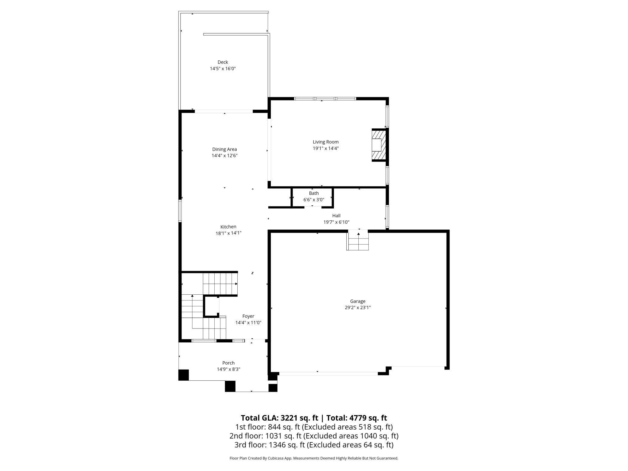 Main Level Floor Plan with Measurements