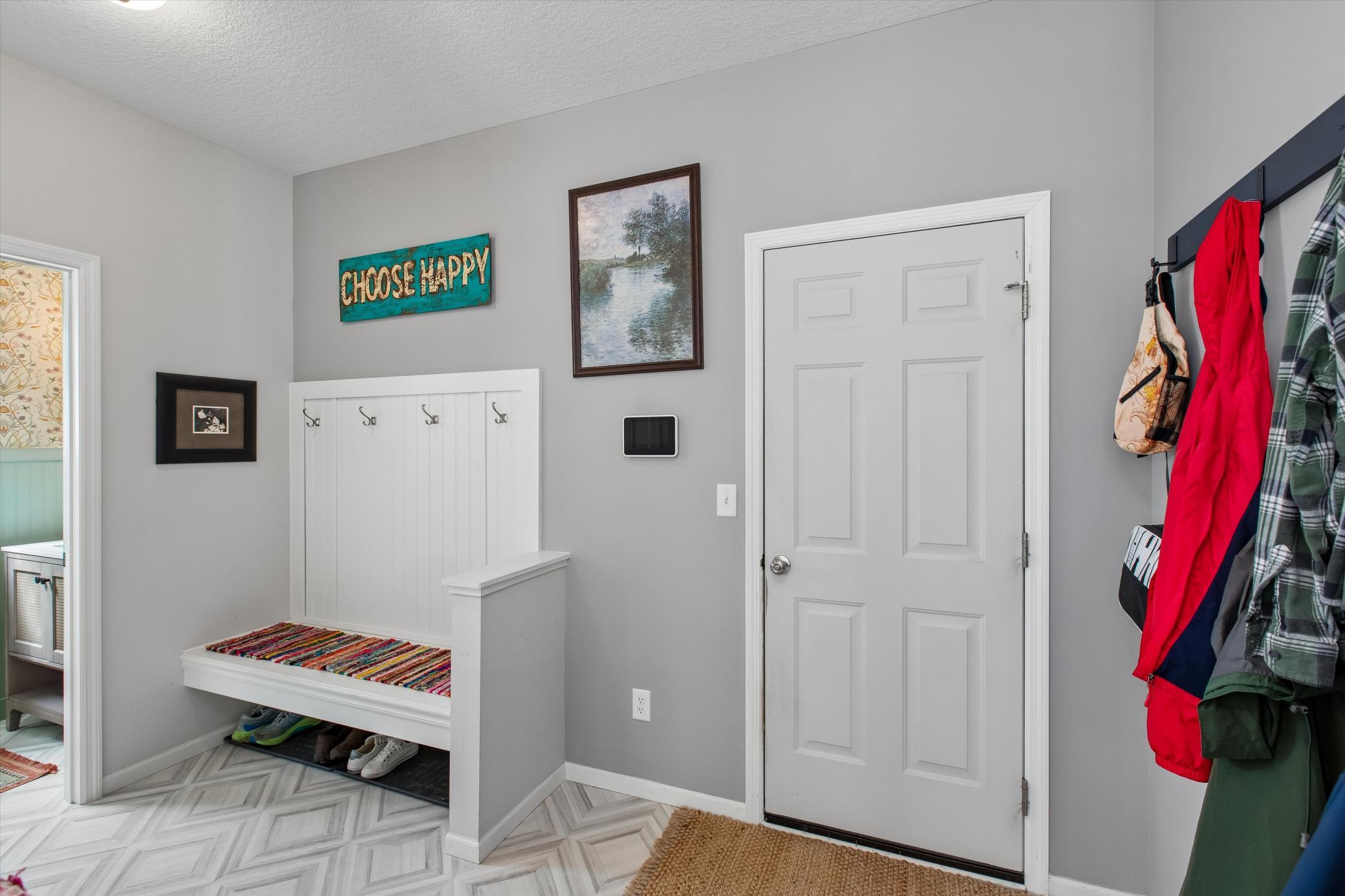 Garage leading to open mudroom