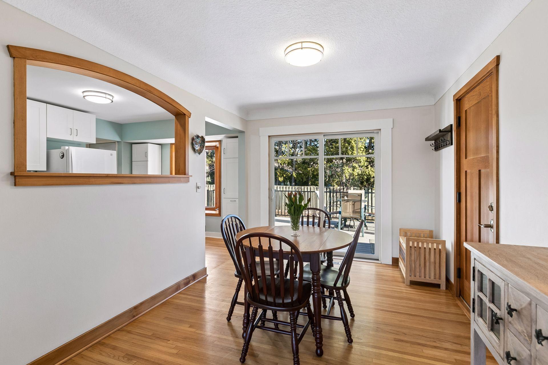 The dining area is also light and bright and open to the kitchen.