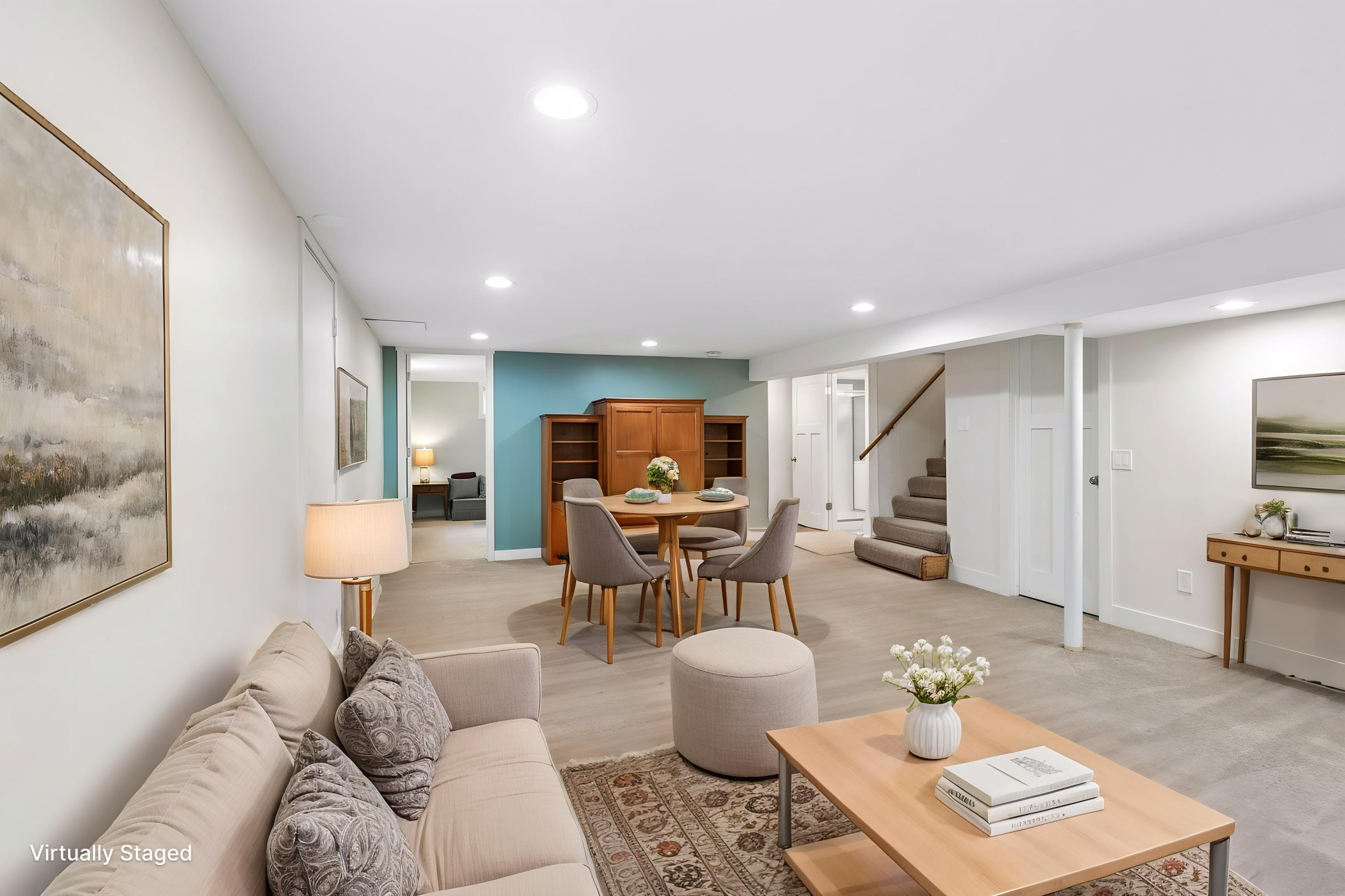 Downstairs, many surprises await! ( virtually staged)