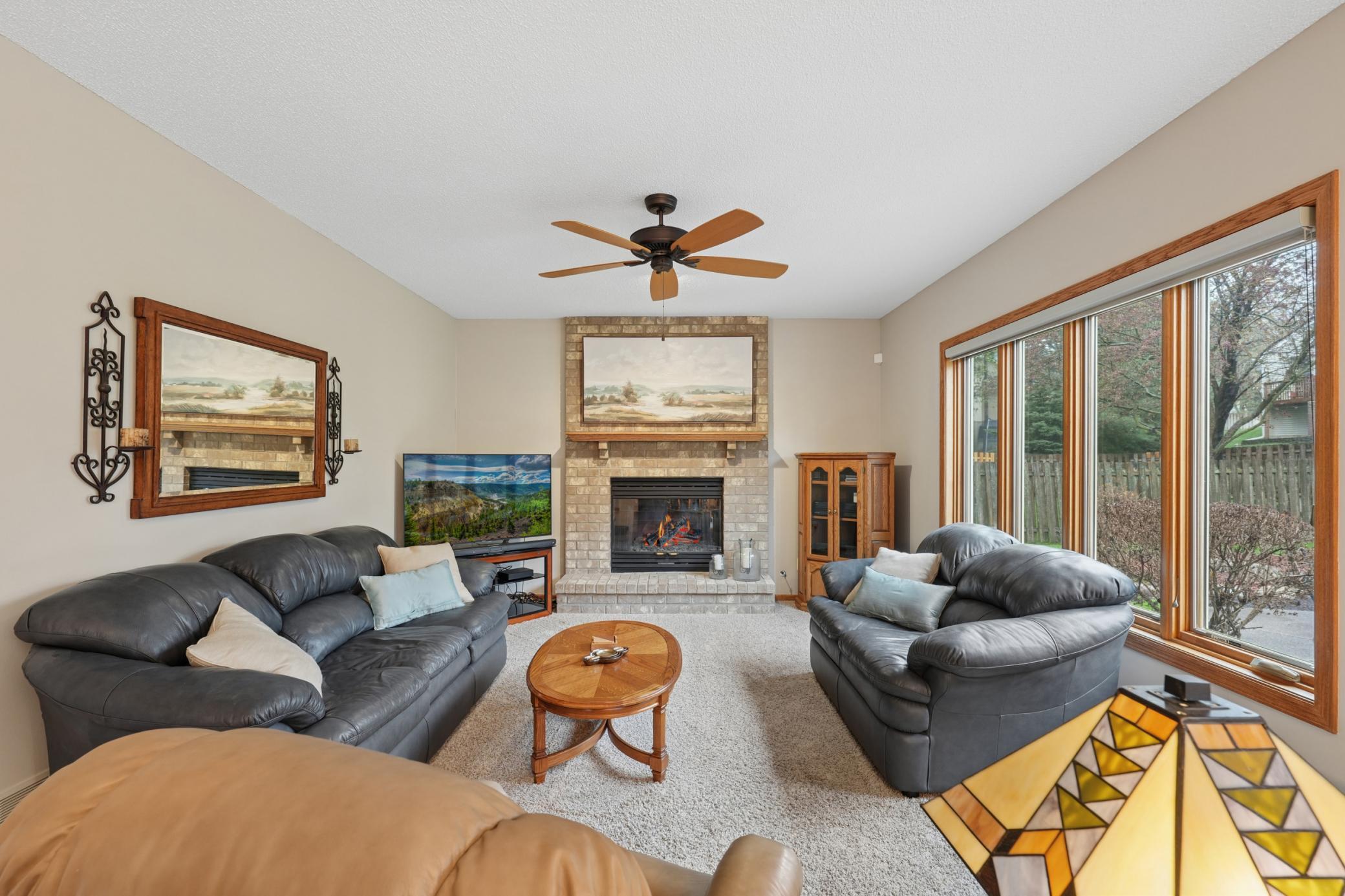 Bright with a window looking onto the back yard