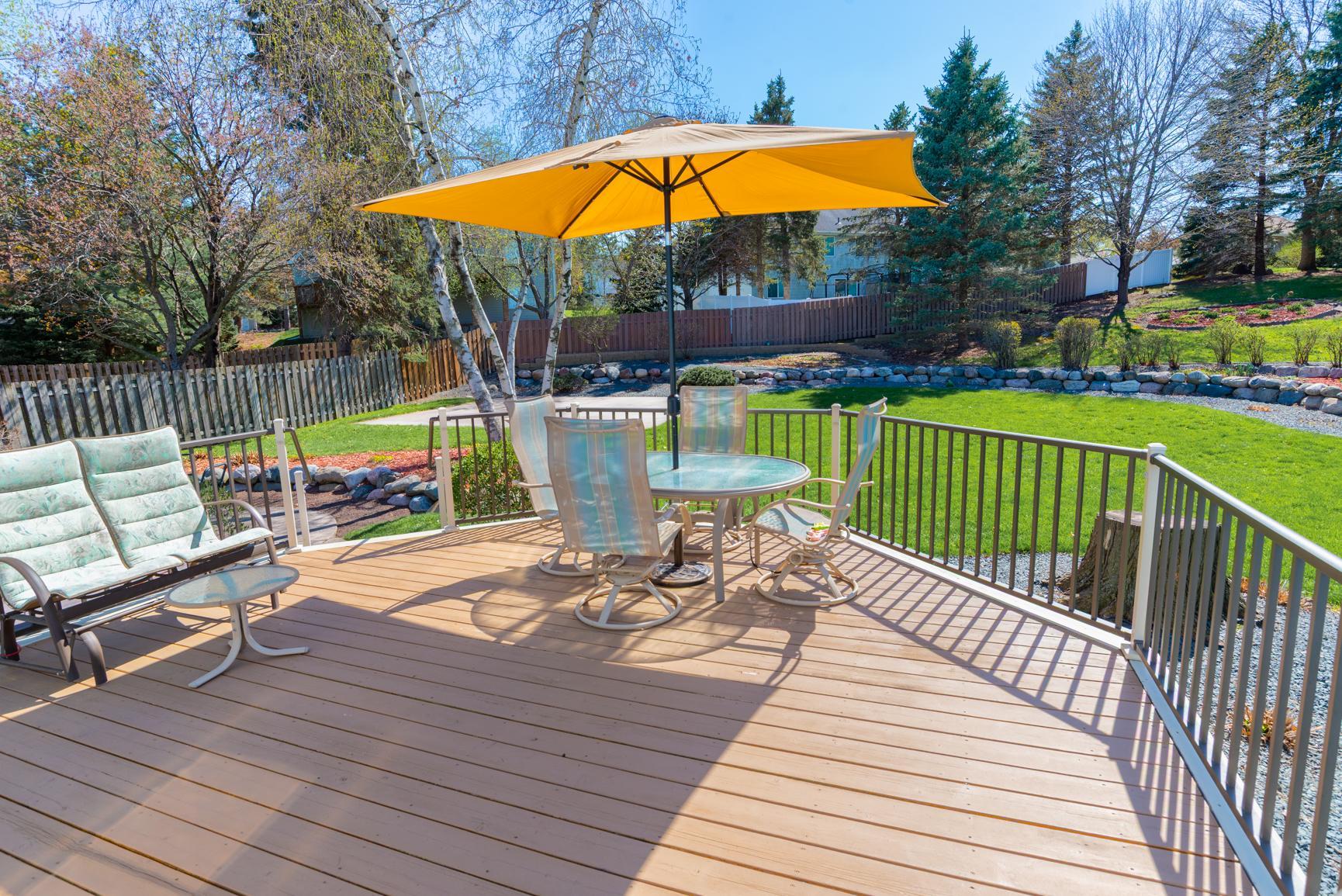 Step into the outdoors on the octagon-shaped deck, with maintenance-free railing featuring micro lights on the posts.