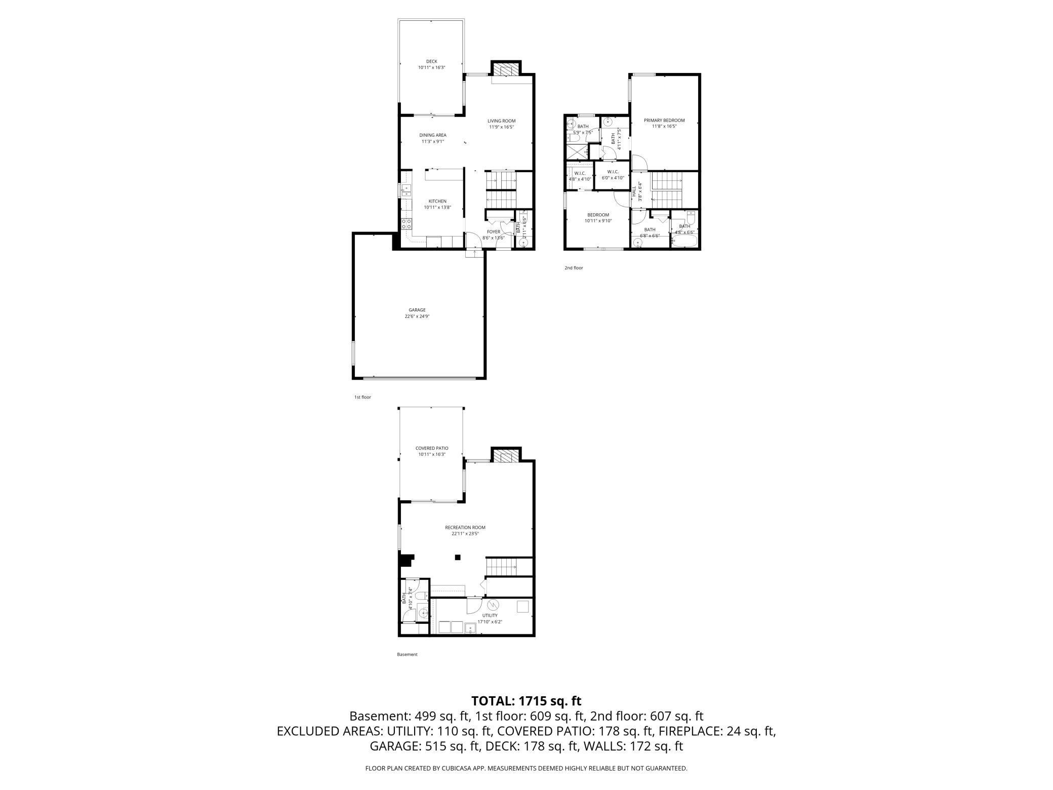 Floor plan of all three levels