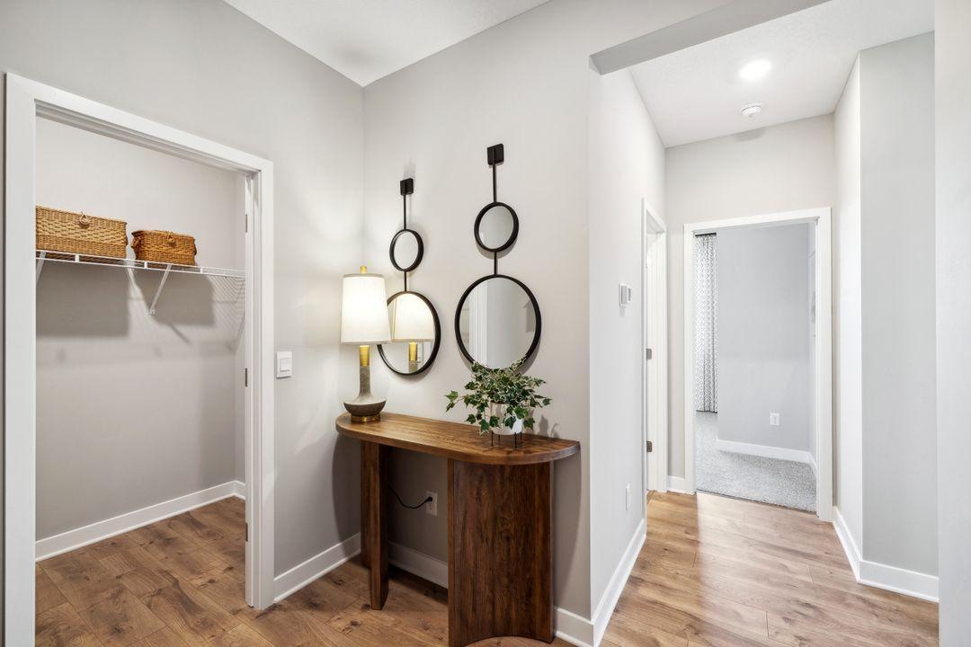 If you are looking for a large mudroom, you found it! Plenty of storage space in this mud room AND comes with walk-in closet. Photo of a model home, color & options will vary.