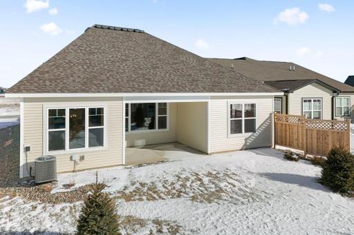 The back of the home comes with a covered porch (veranda) and concrete patio, each home has their own person privacy fence