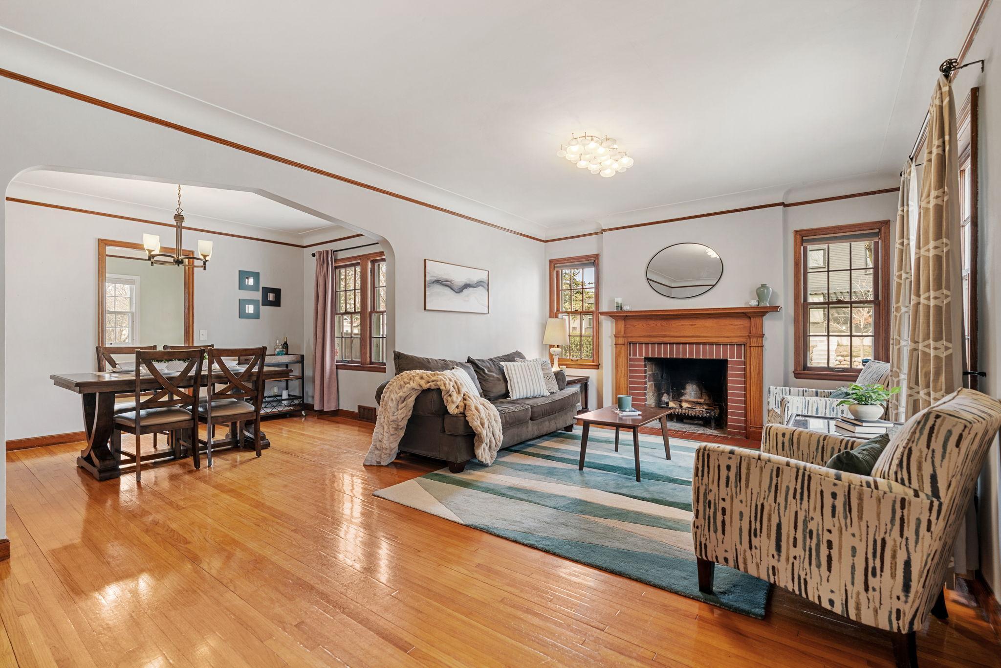 Beautiful hardwood floors in spacious living room
