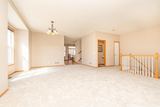 View from living area into kitchen area
