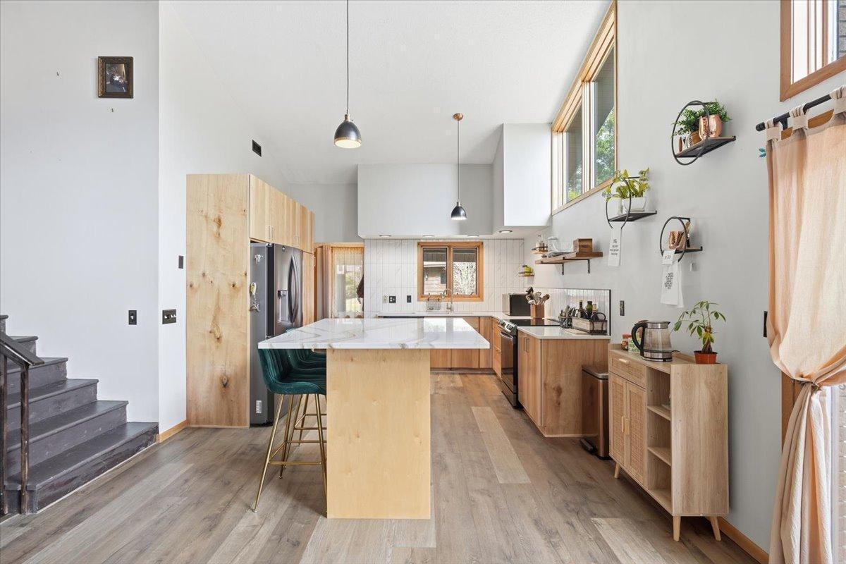 Gorgeous light wood features throughout the kitchen.