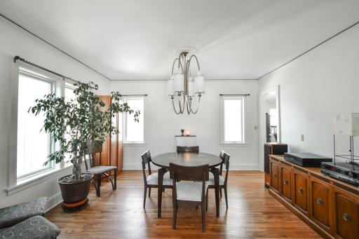 Imagine the amount of entertaining you could have with people mingling in from the kitchen, flowing to the dining and then to the living room; the house feels open yet allows for private spaces.