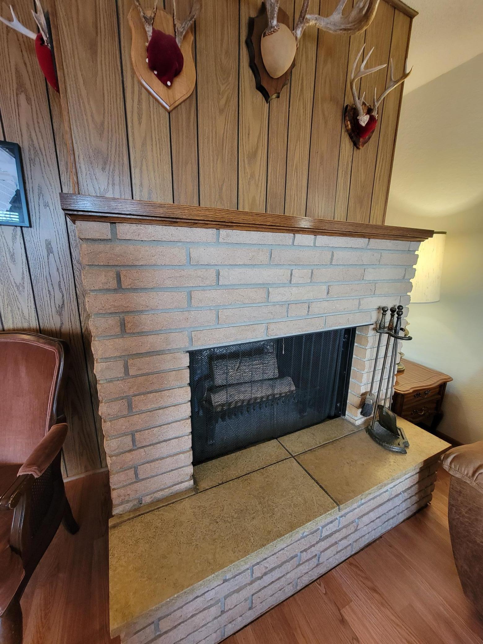 Living Room Wood Fireplace