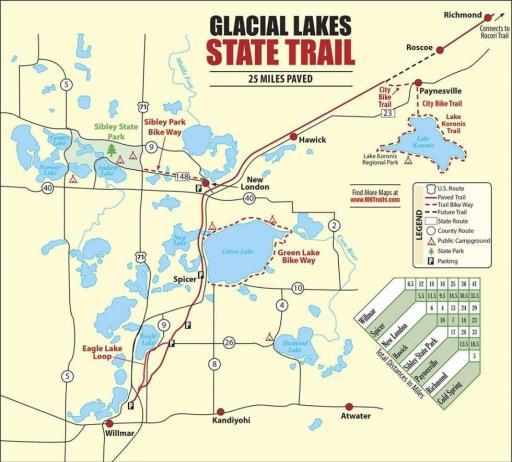 Glacial Lakes Paved Trail Map