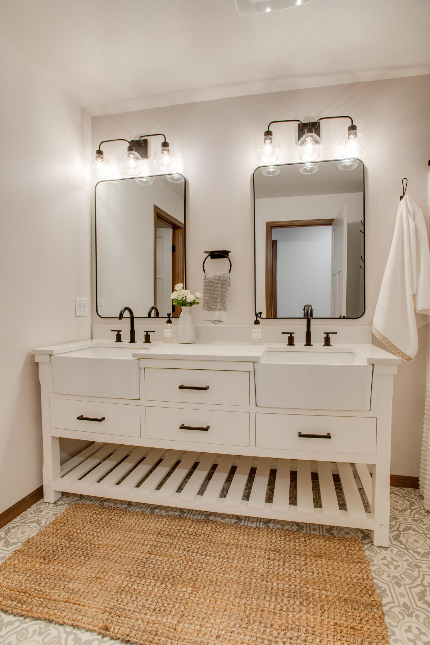 custom double sink vanity in bathroom 3
