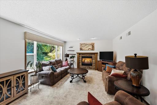Comfortable gathering space with beautiful views of the backyard