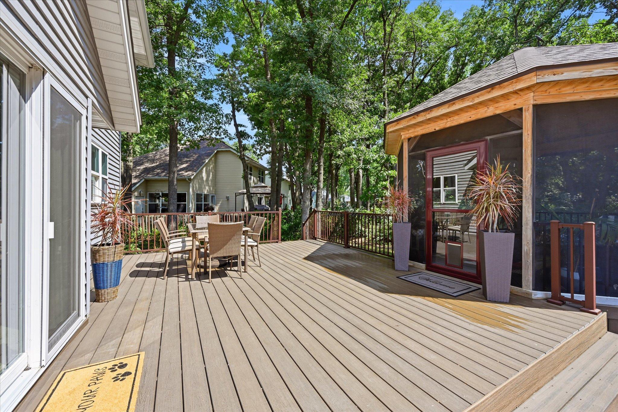 Enjoy morning coffee or evening sunsets on the maintenance-free deck