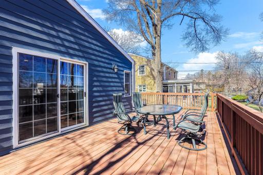 Convenient walkout from the family room to a generous deck for seamless outdoor living.