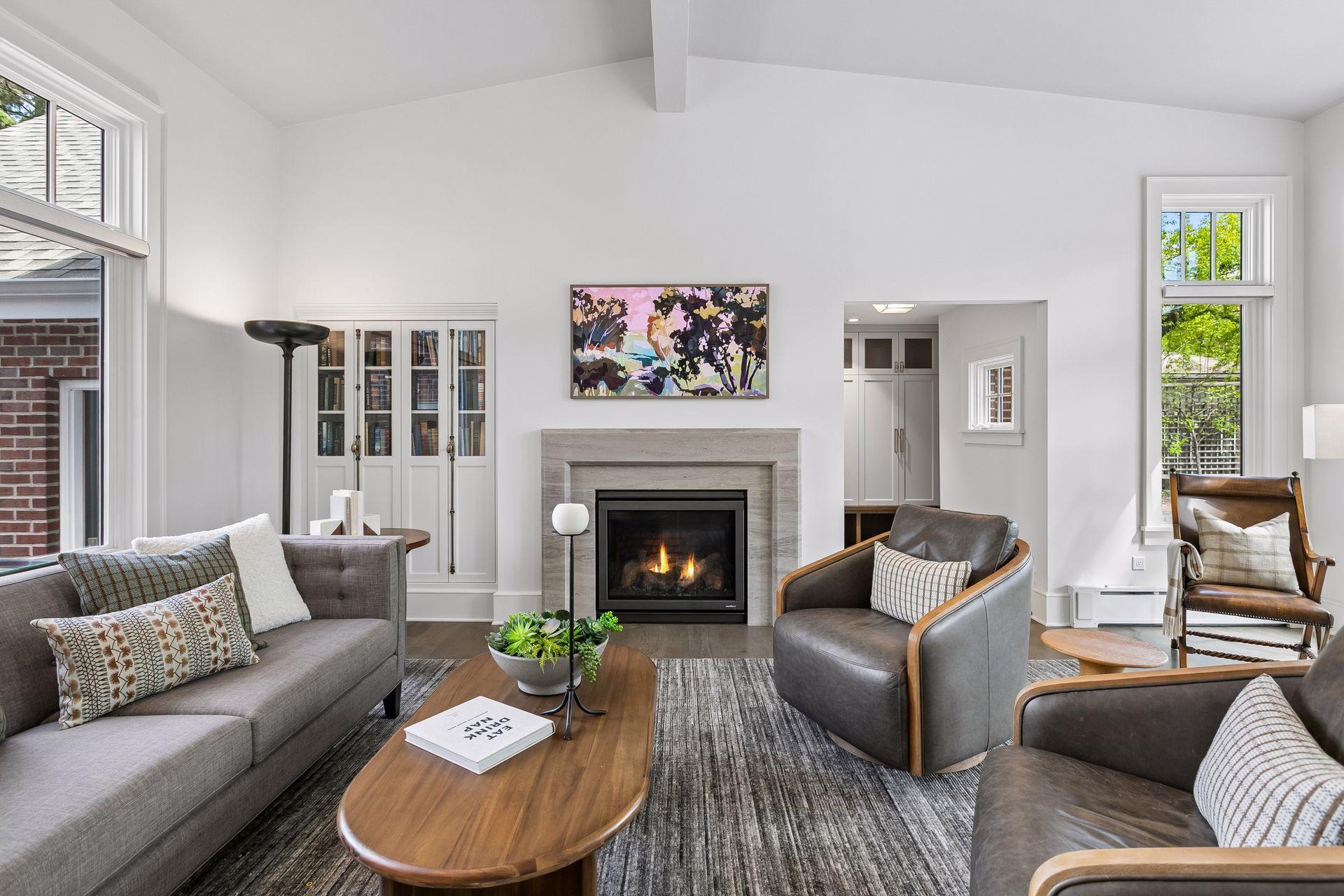 The family room ceiling was lifted and the room expaned by several feet.