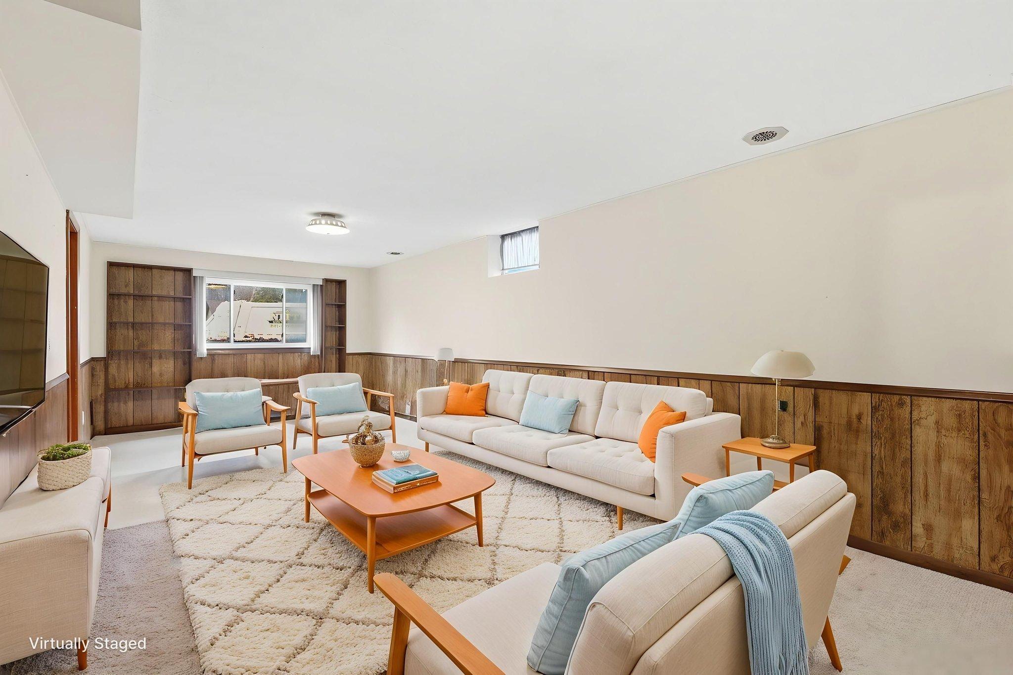 Lower Level family room virtually staged