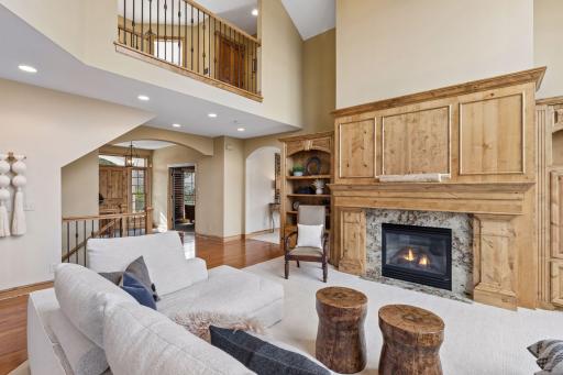 The two story vaulted living space can be enjoyed from the second level.