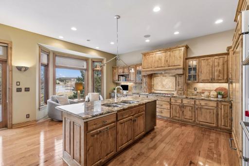 Rich custom alder cabinetry offers a tremendous amount of storage space