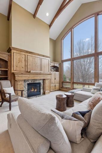 This main level living space is ideal for relaxing by the fire while enjoying sweeping views year around.