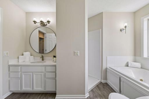 Separate shower and tub. Buyer to provide their own shower door for new shower surround.