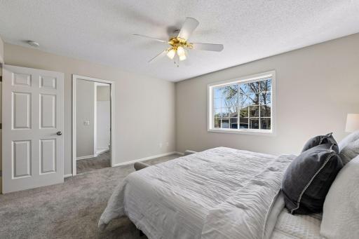 Primary bedroom with pocket door to update main level full bathroom.