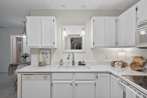 The beautiful quartz countertop are a timeless modern update.