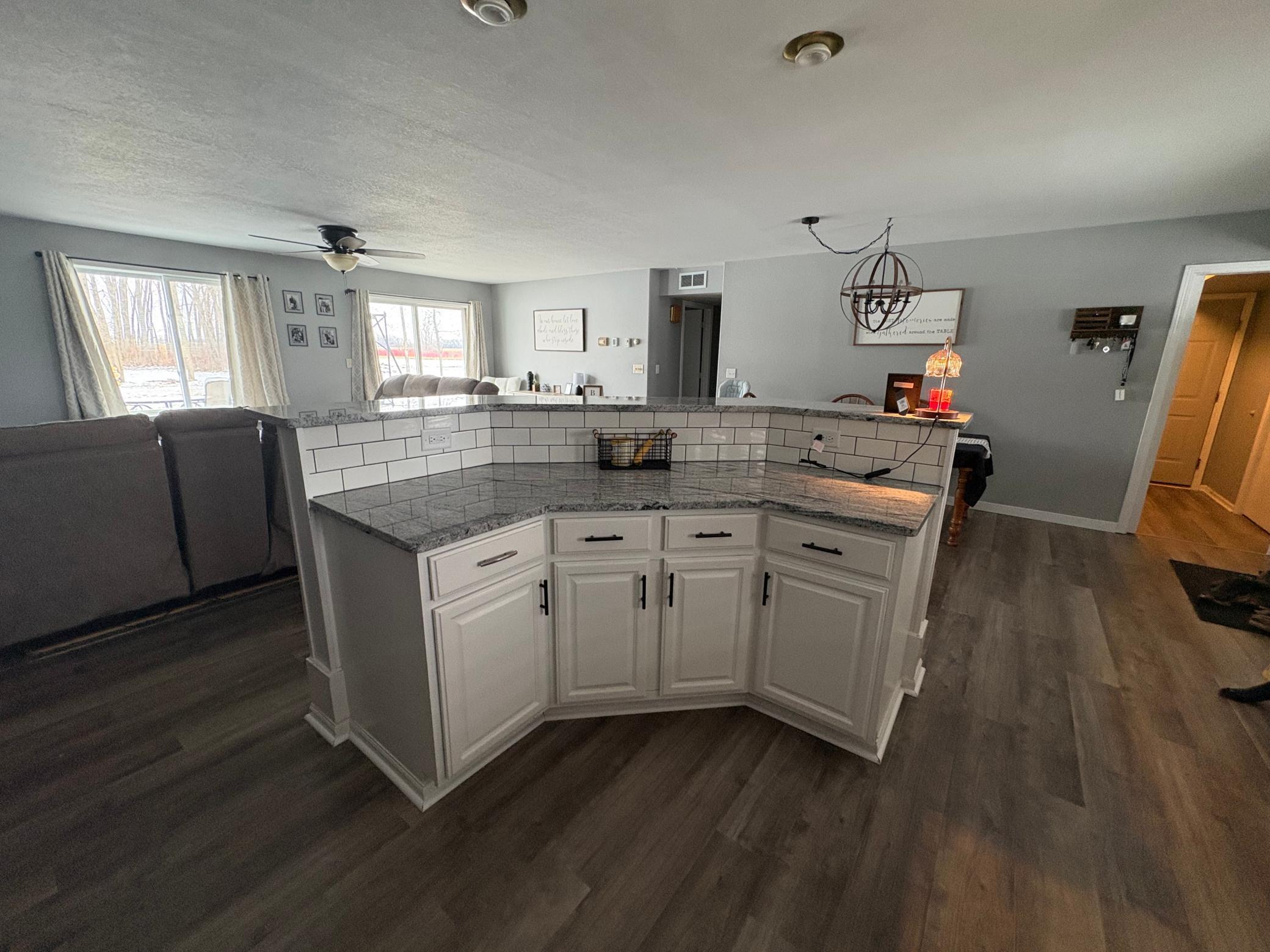 Center Island with Stools on back side