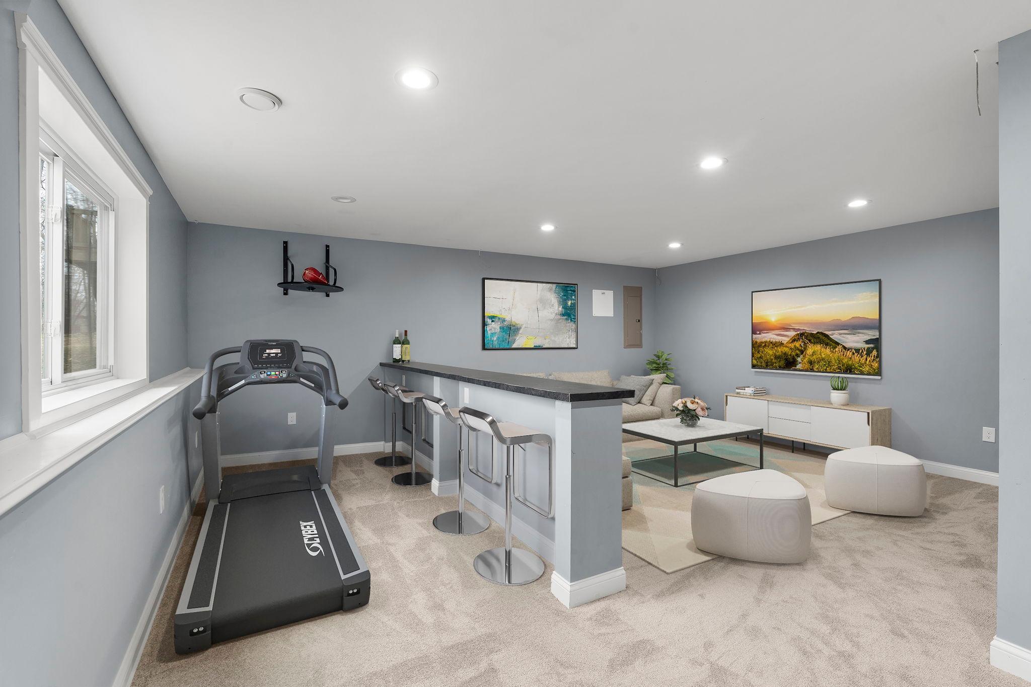 Designed to entertain and great flex spaces! Bar seating offers a great entertainment space. Virtually staged to envision the possibilies.