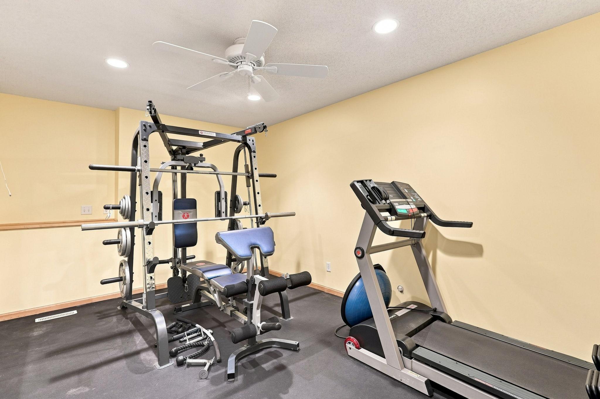 Basement weight room could be Bedroom #5 with an added egress window