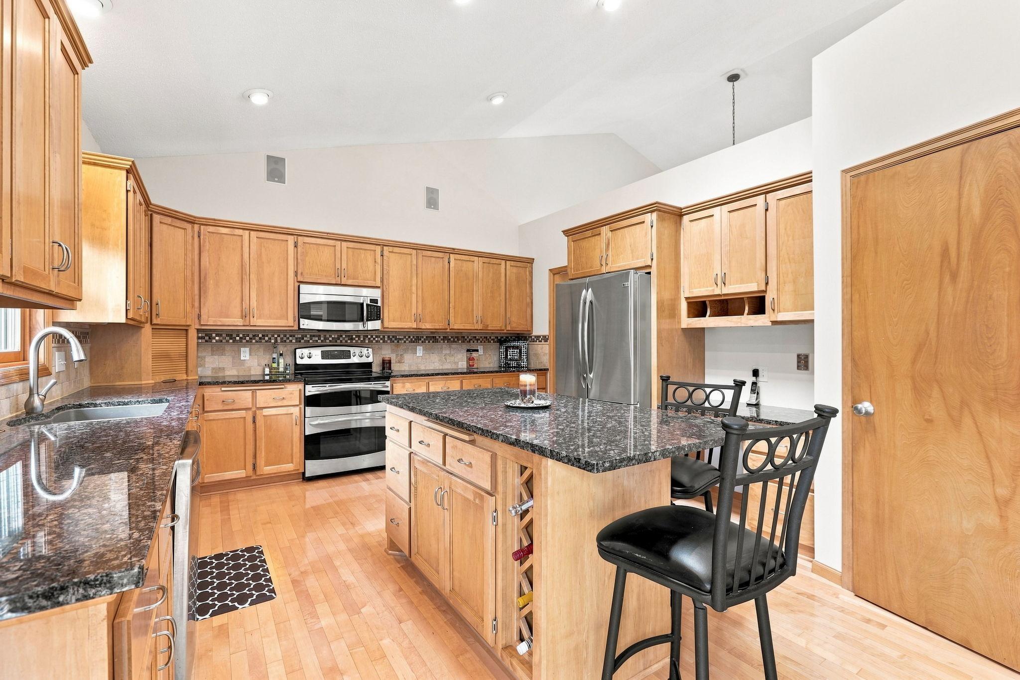 Large and spacious kitchen with vaulted ceilings