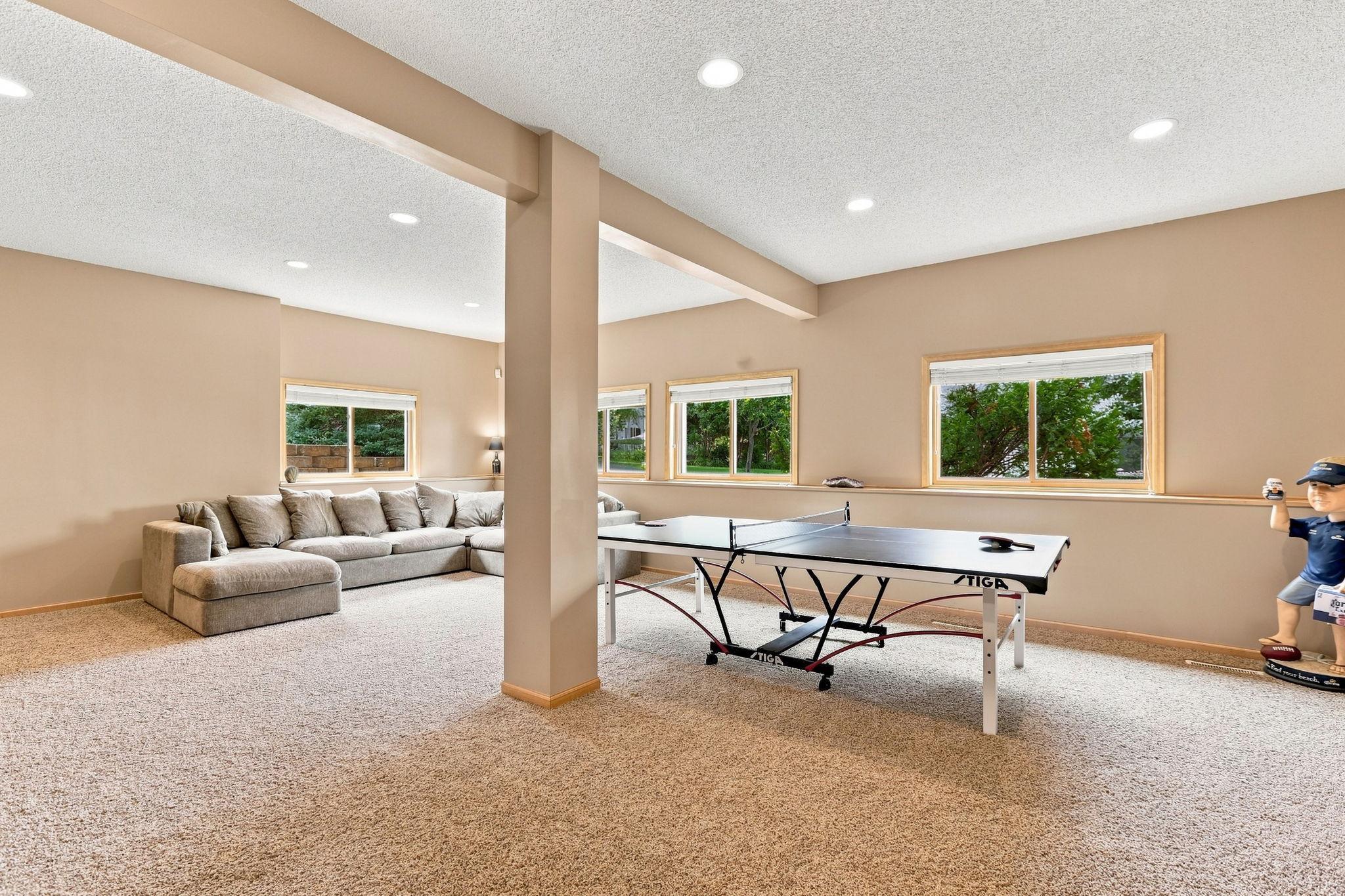 The daylight windows allow all day sun to light up this expansive basement