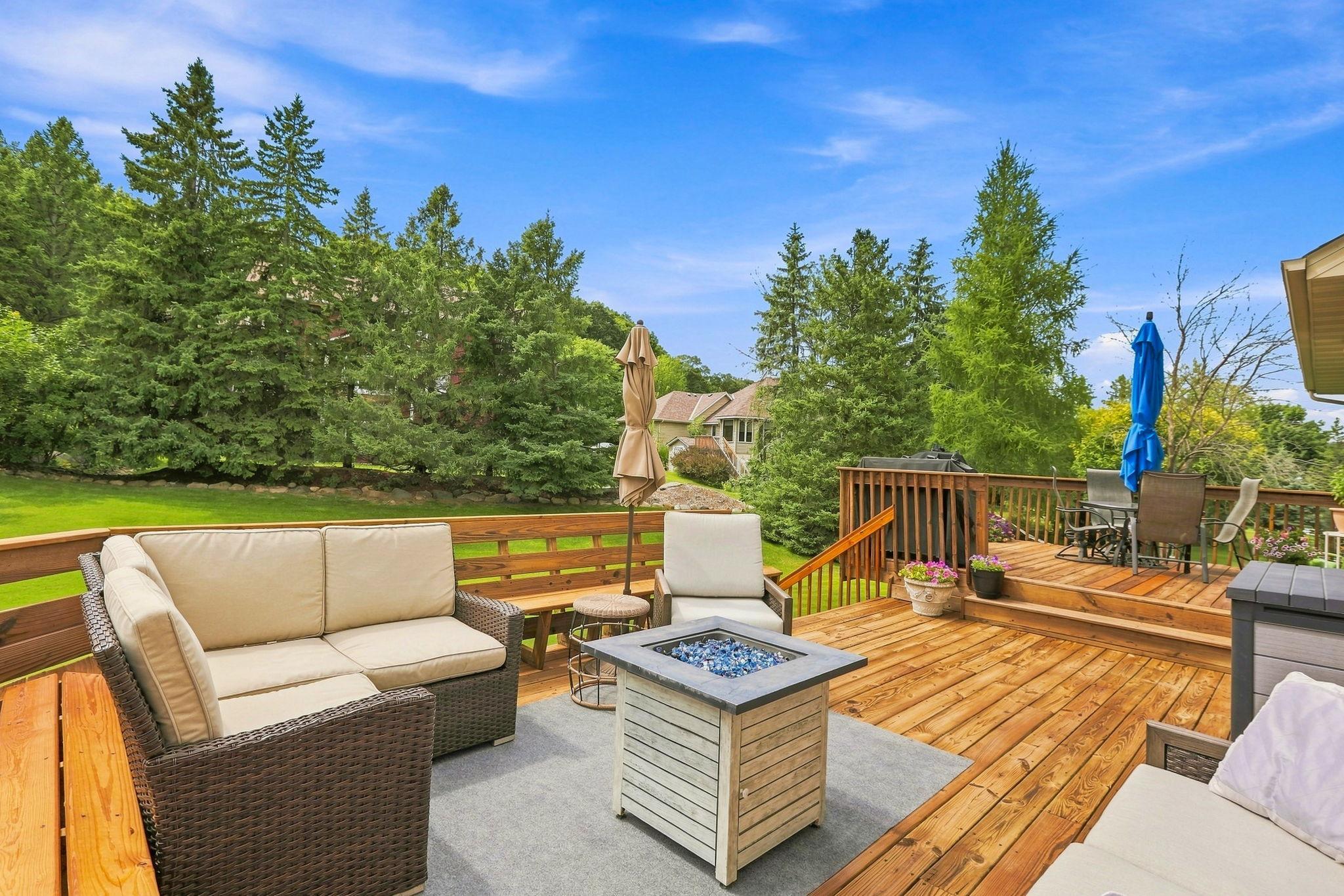 Expansive two-tiered deck creates more livable space in the warmer months