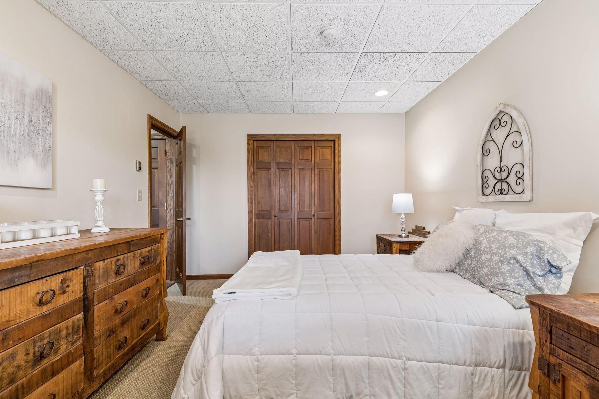 This bedroom has a huge walk-in closet.