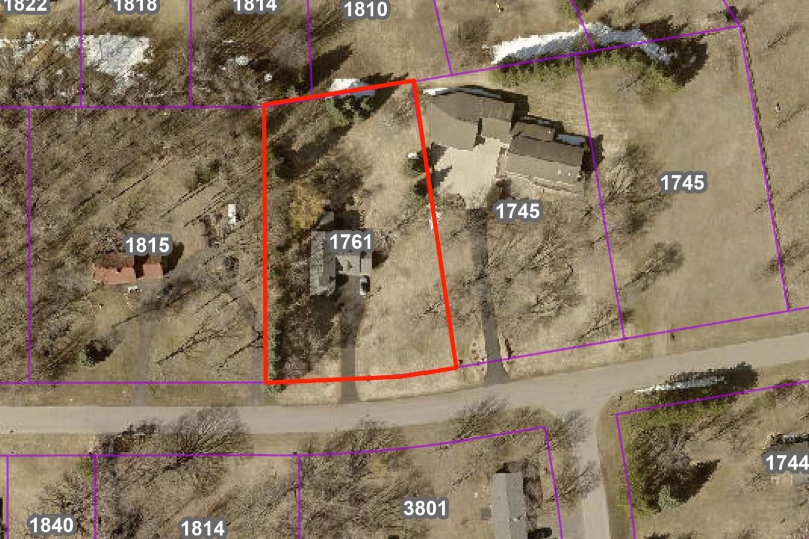 View of the approximate lot lines from Stearns County GIS