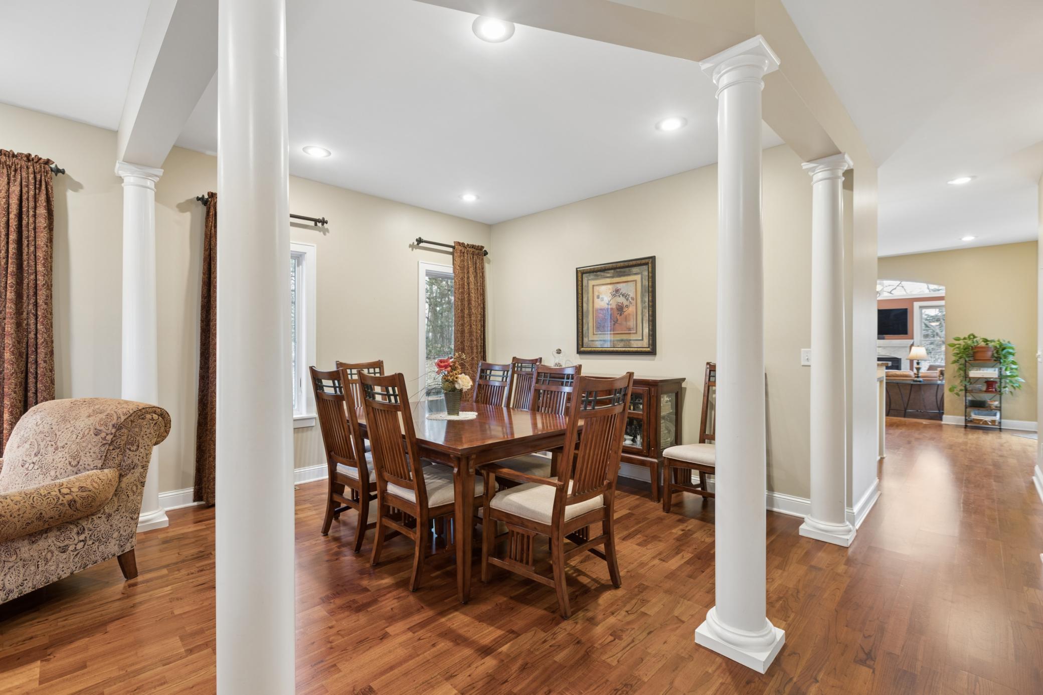 View of the formal dining room, ideal for entertaining and hosting gatherings with friends or family. The fit, finish and condition throughout this home will impress you. This is a property you must see in person to appreciate.