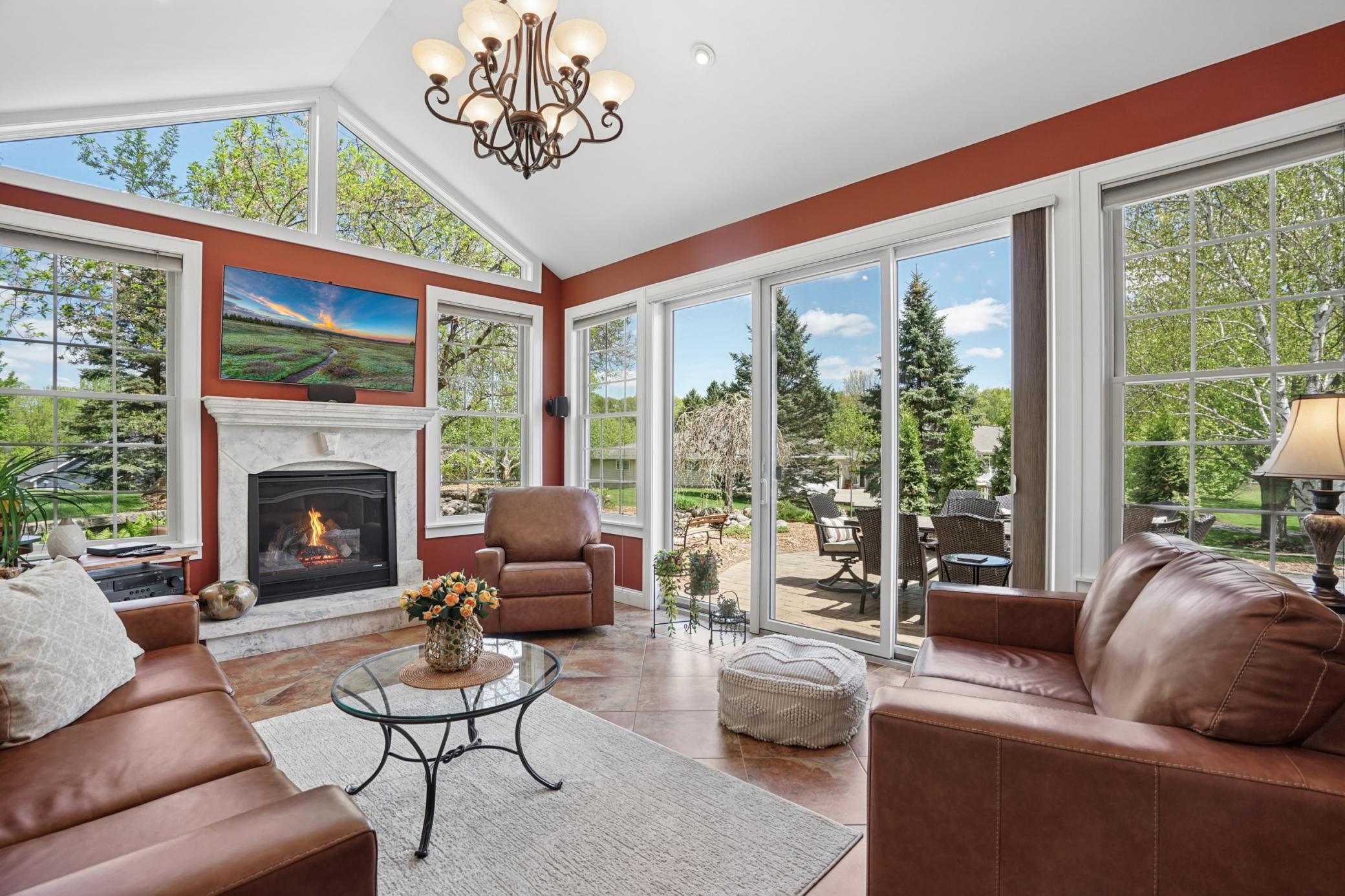 This addition really brings the home and lot together with a 270 degree view overlooking the expansive 0.919 acre lot. There are frequently deer and other wildlife in the back yard.