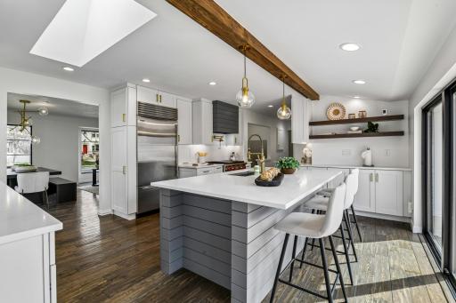 Sure to impress! The kitchen features high-end appliances include a Subzero refrigerator and Wolf range.