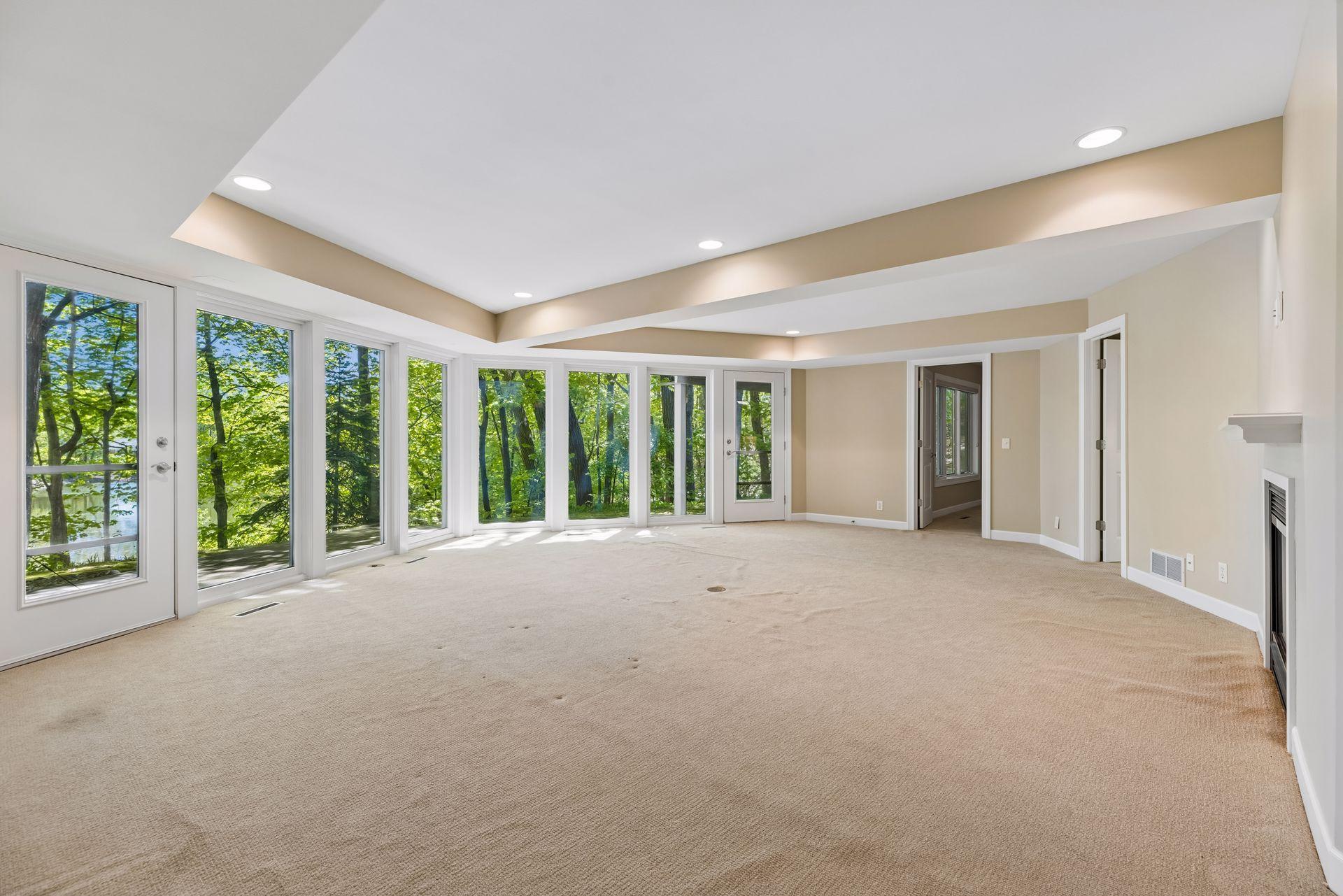 Spacious lower level family room
