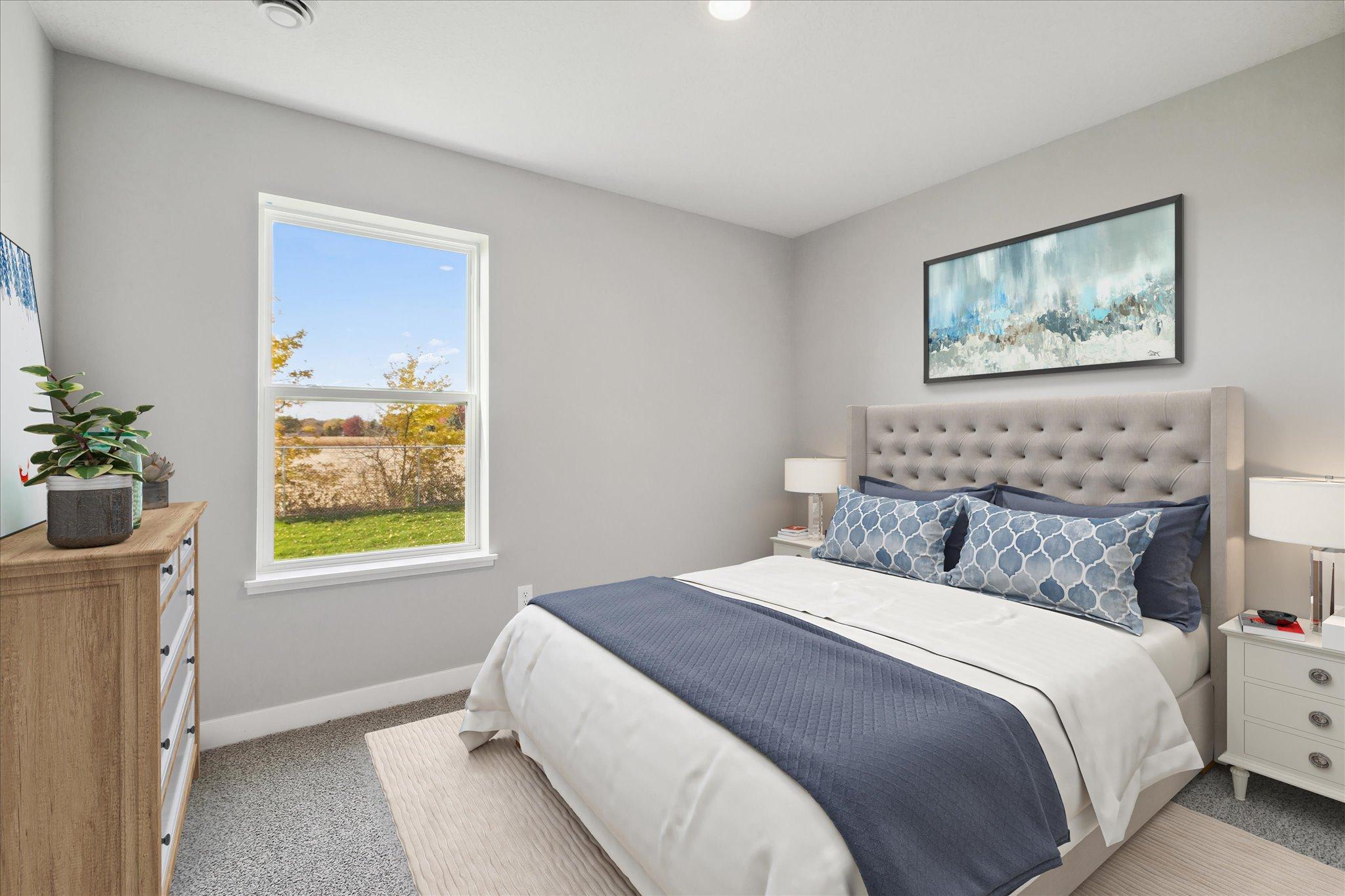 With two secondary bedrooms upstairs and one in the basement, the Rushmore has a room for everyone! *Picture is a model home; actual finishes may vary.