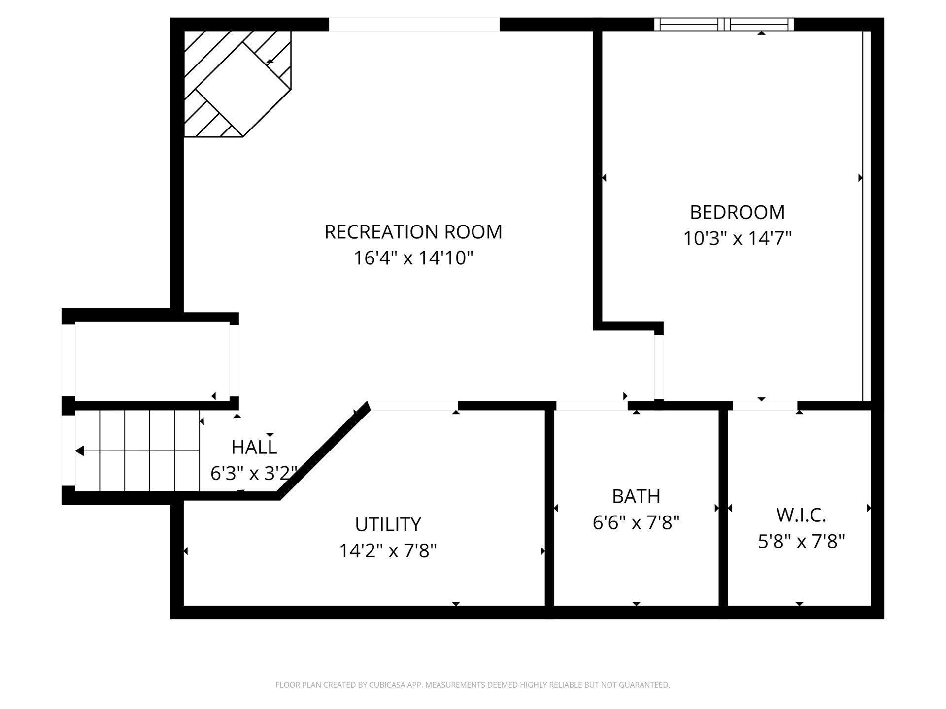 Lower Level: Family Room, Bedroom, Bathroom, and Utility Room