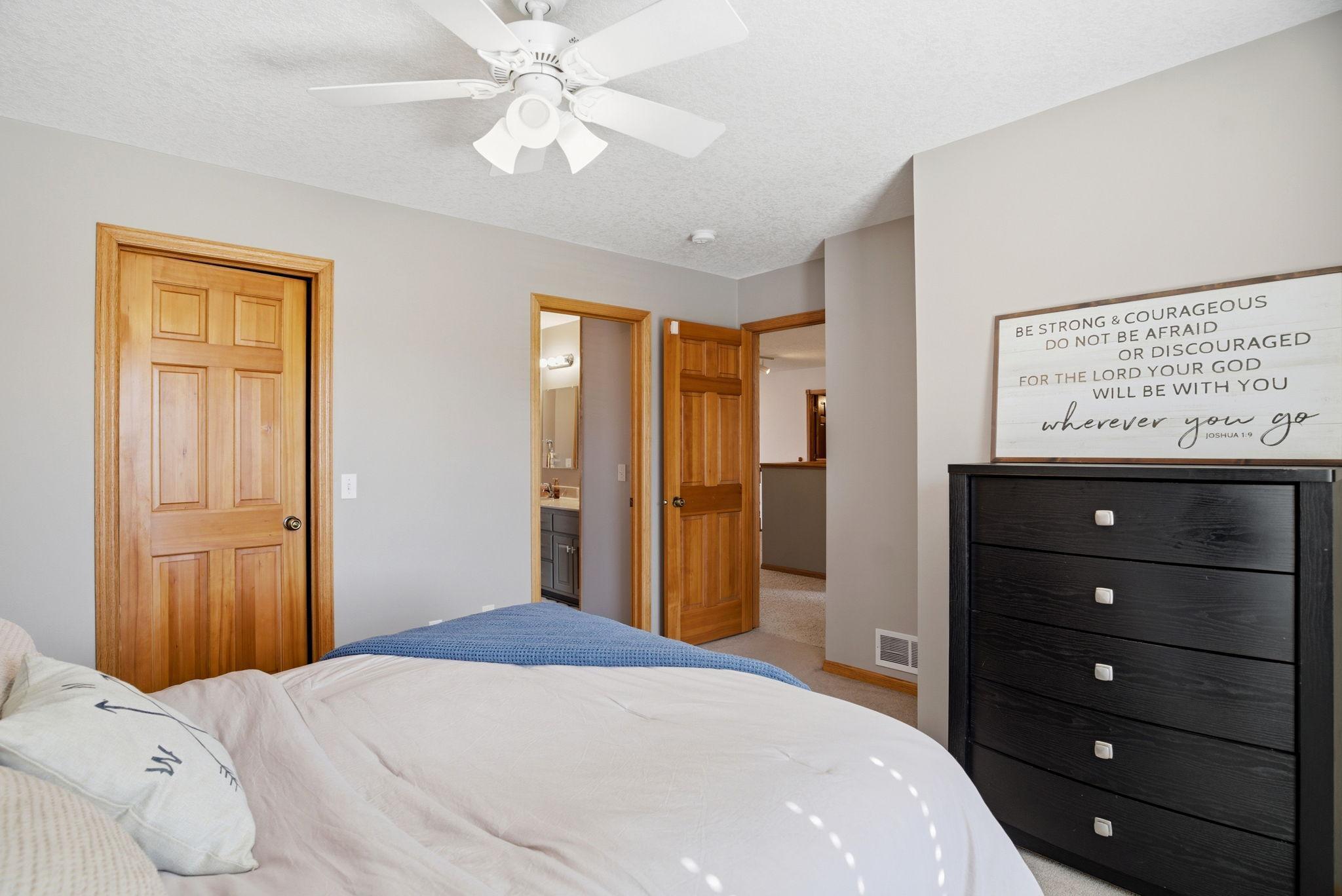 Very large upper-level bedroom featuring a walk-in closet and access to a Jack-and-Jill bathroom—perfect for family or guests.