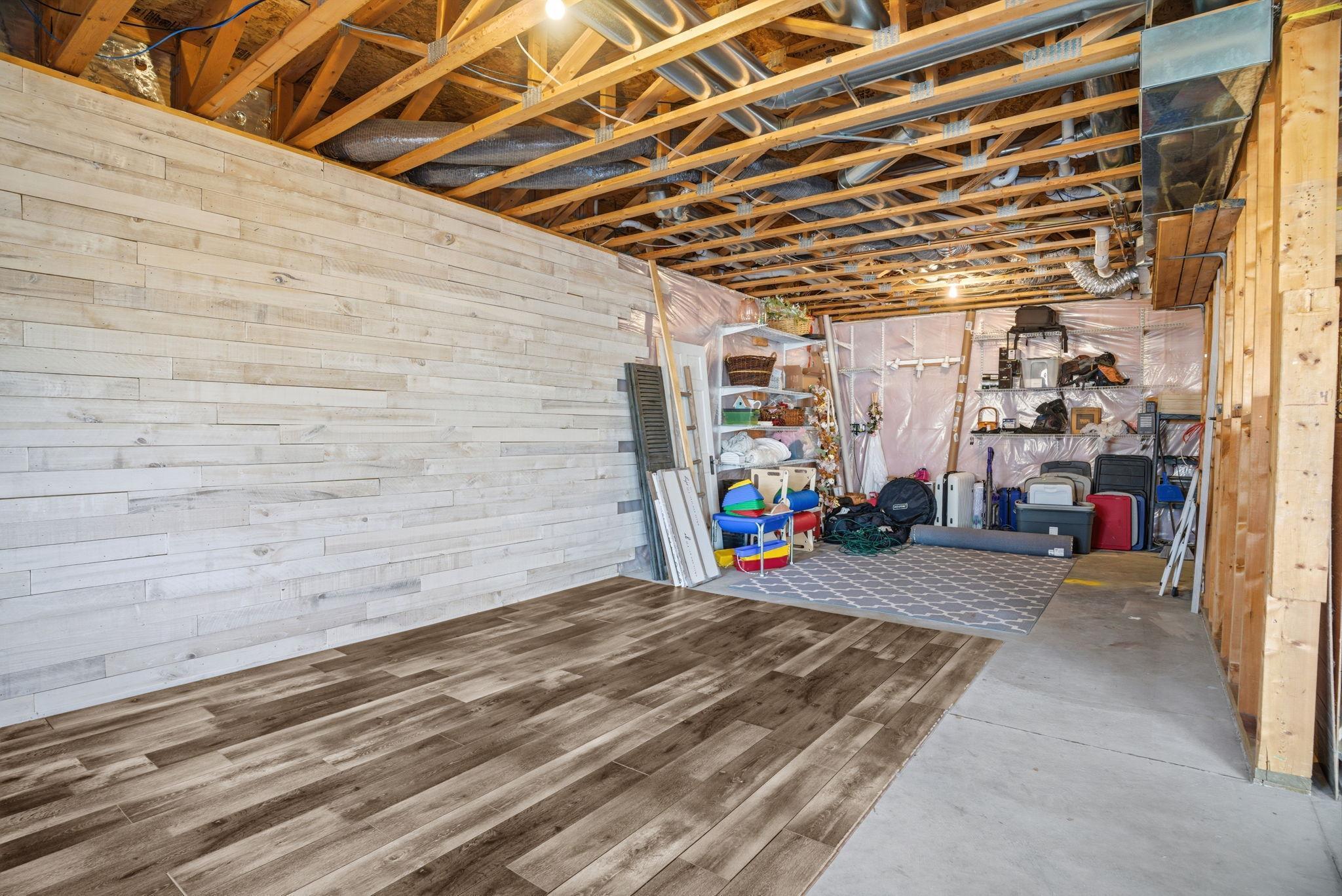 Generous unfinished basement with limitless potential, enhanced by a sauna and direct walkout to the beautifully fenced backyard.