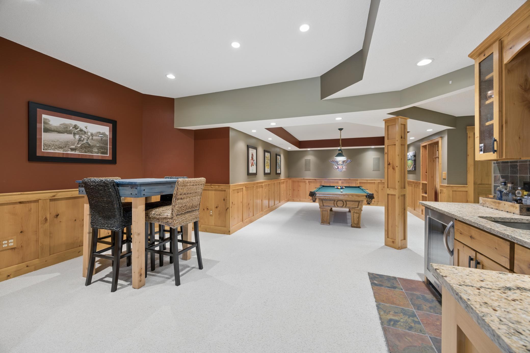 The lower level is ideal for entertaining all ages